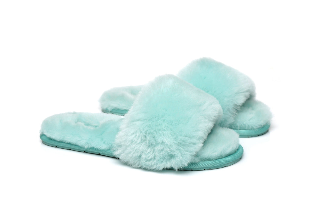 Blue fluffy ugg slippers hot sale