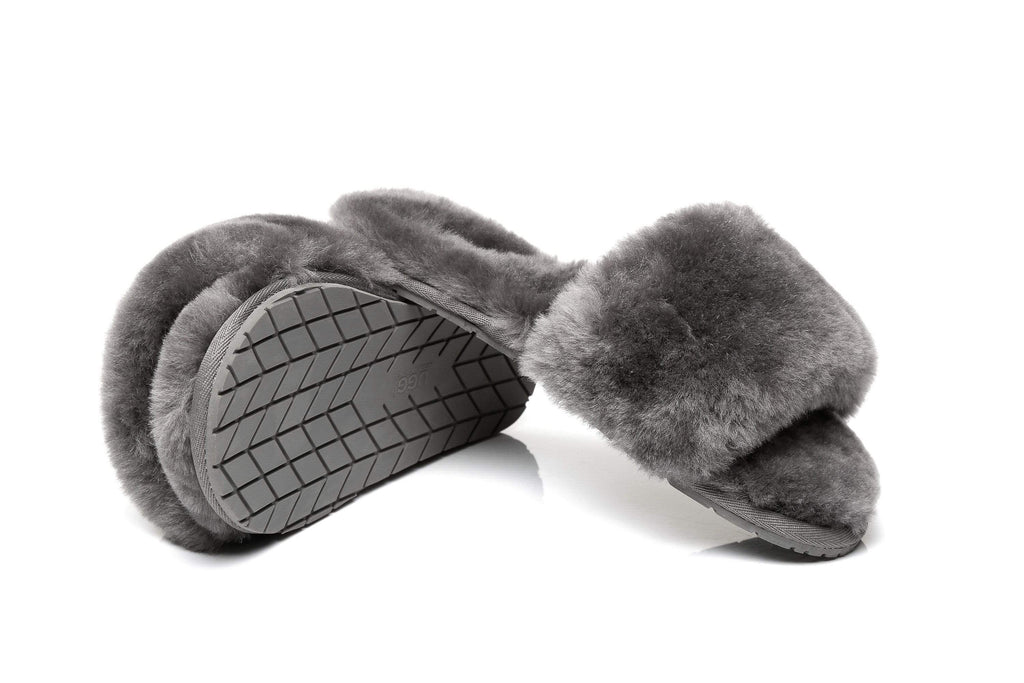 Grey on sale fur slides