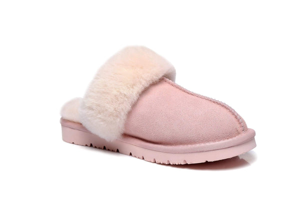 UGG Unisex Muffin Scuff Slippers 15564 Genuine Sheepskin Lining Suede Upper EVA Thick Sole Australian Shepherd UGG Store